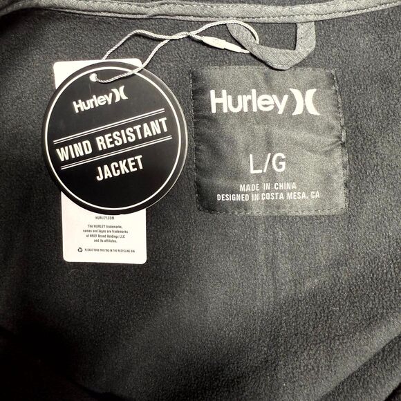 Hurley‎ Mens Fleece Lined Wind Resistent Heather Gray Jacket Size L NEW - Picture 5 of 13